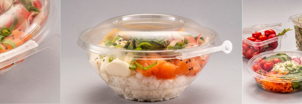 varias ensaladeras reciclables con sistema lock food
